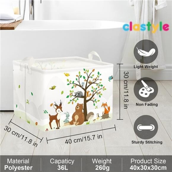 Clastyle Woodland Animals Bear Fox Raccoon Tree Baby Gift Storage Basket - Picture 6 of 7